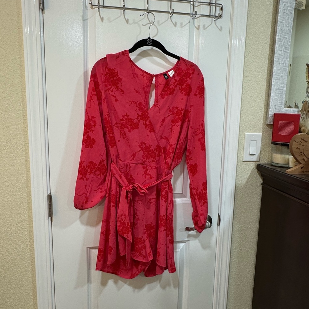 Divided Red Floral Women's Romper